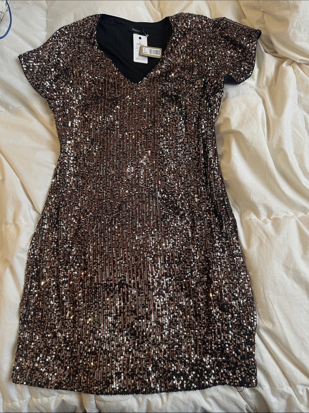 RW&CO. Black Dress with Rose Gold Sequins